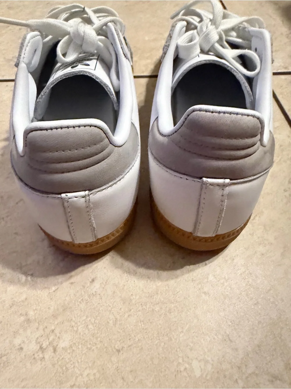 adidas White Leather Sneakers with Light Gray Accents - Picture 7 of 9